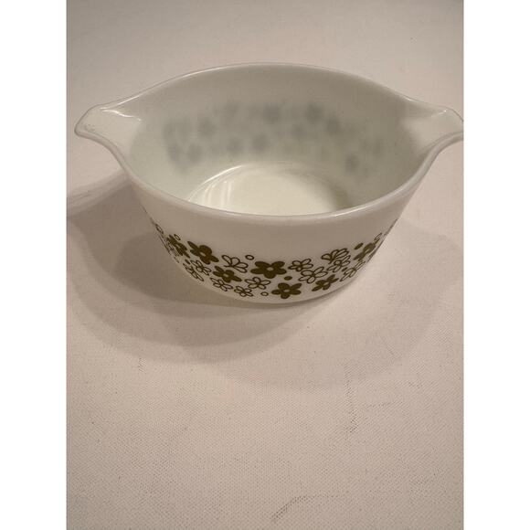 Vintage Pyrex 474-B Casserole Dish Spring Blossom White Green 1.5qt - Picture 1 of 7